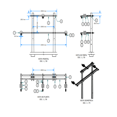 ARMADO TIPO ATH5 TRIFASICO BIPOSTE DE MEDIA TENSION GALV CALIENTE ARAGCU AR