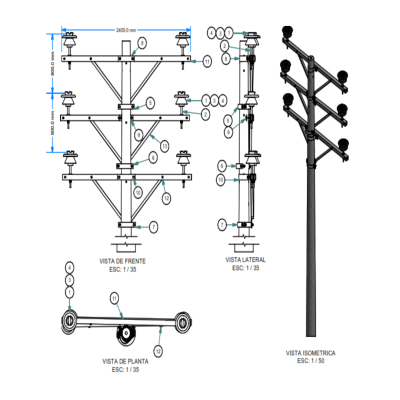 ARMADO TIPO ATV1 TRIFASICO VERTICAL GALV CALIENTE ARAGCU AR