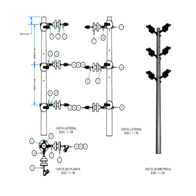 ARMADO TIPO ATV4 TRIFASICO VERTICAL GALV CALIENTE ARAGCU AR