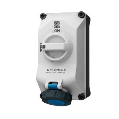 TOMA VISIBLE 16AMP 3P+T 400V C/INTERRUP. POR ENCLAVAM. MECANICO AZUL 6H IP67/69 XCONTACT MENNEKES