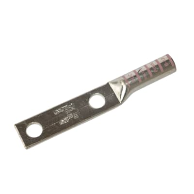 TERMINAL A COMPRESION DE COBRE ESTAÑADO BARRIL LARGO 2 HOYOS 1/0AWG 3/8'' 35KV ROSADO CON UL PENNUNION