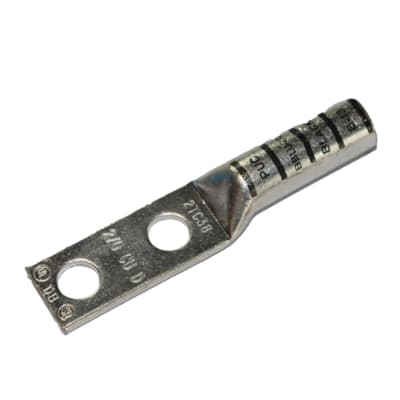 TERMINAL A COMPRESION DE COBRE ESTAÑADO BARRIL LARGO 2 HOYOS 2/0AWG 3/8'' 35KV NEGRO CON UL PENNUNION