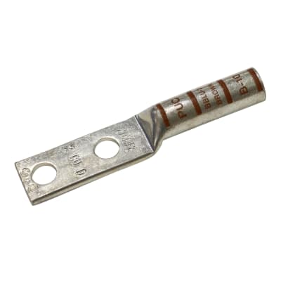 TERMINAL A COMPRESION DE COBRE ESTAÑADO BARRIL LARGO 2 HOYOS 2AWG 1/4'' 35KV MARRON CON UL PENNUNION