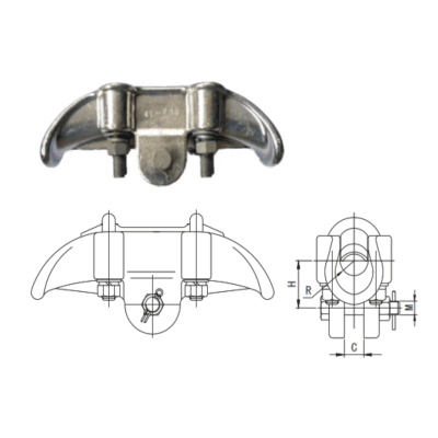 GRAPAS DE SUSPENSION ALUMINIO MODELO CGF-6C Ø40.0-46.0MM 100KN ARAGCU HE