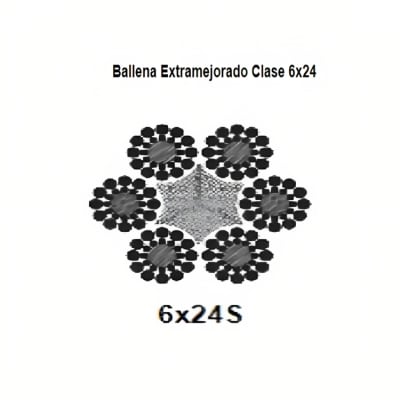 CABLE BALLENA EXTRAMEJORADO CL 6X24S A/F GALVANIZADO 3/4'' CAMESA