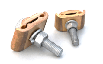 CONECTOR BIFILAR DE BRONCE 2 TAPAS-1 PERNO DE 33-120MM PARA PUESTA A TIERRA ARAGCU PT