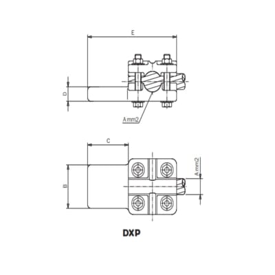 CONEXION RECTA O DERIVACION PARA CABLE CU A PLETINA Ø:50-630MM DXP-3355 ARAGCU AS