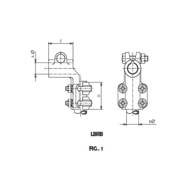 CONECTOR ACODADO BORNA ROSCADA CU A TUBO DE CU Ø:M-16/50MM LBRB-M1650 ARAGCU AS