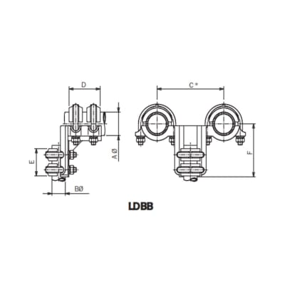 CONECTOR A 90° TUBOS DUPLEX CU A TUBO CU Ø:40/30MM LDBB.*-4030 ARAGCU AS