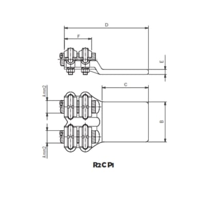 CONECTOR DUPLEX CABLES CU A PLETINA CU Ø:180-250/100MM R2CPI-25066 ARAGCU AS