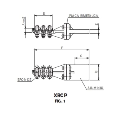 CONECTOR RECTO BIMETALICO UNION CABLE CU A PLETINA AL XRCP-40033AL ARAGCU AS