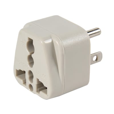 ADAPTADOR UNIVERSAL ESPIGA PLANA 10A 250V CON L/T COLOR GRIS WONPRO