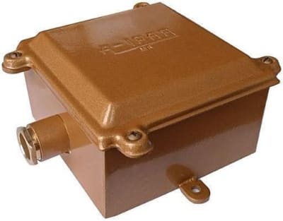 CAJA HERMETICA DE BRONCE 105x105x60 mm DE 2 SALIDAS IP66 CDC/P2 PBR AIBAR