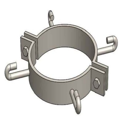ABRAZADERA COLLARIN CON 4 GANCHOS DE F°G° 150MMX1-1/2''X1/4'' D1AB0801 ARAGCU FO