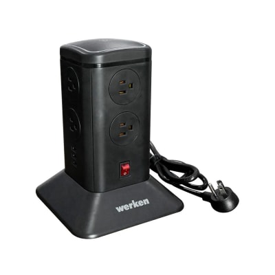 TORRE SUPRESOR DE PICOS 8 TOMAS 6 USB NEGRA WERKEN