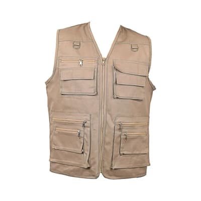 CHALECO DE TRABAJO DRILL INDUSTRIAL MULTIBOLSILLOS BEIGE TALLA M WERKEN