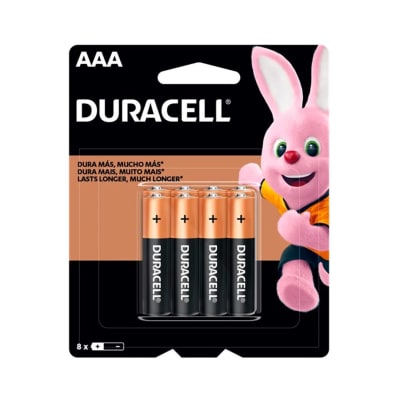 PILAS ALCALINAS AAA X8 UNIDADES ZINC/CARBON DURACELL