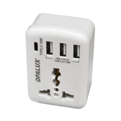 ADAPTADOR PLANO 3 USB 1 TIPO C OPALUX