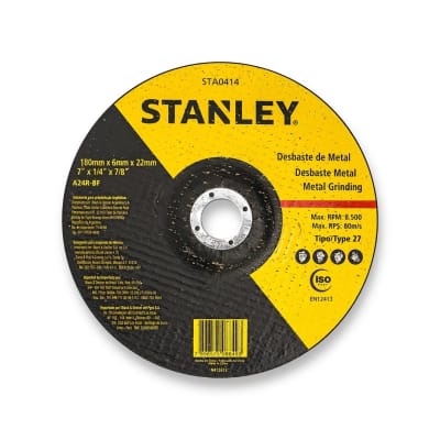 DISCO DE DESBASTE MODELO STA0414 7'' NEGRO PARA METAL STANLEY