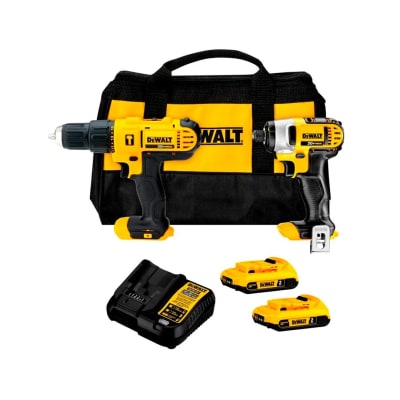 TALADRO PERCUTOR 1/2\'' 20V + ATORNILLADOR IMPACTO 1/4\'' 20V DCK222D2 DEWALT