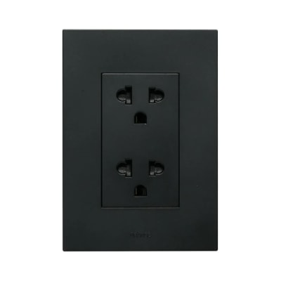 PLACA ARMADA TOMACORRIENTE DOBLE UNIVERSAL MATTE LT NEGRO ORANGE