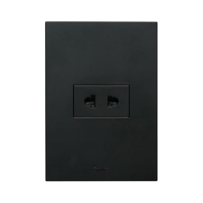 PLACA ARMADA TOMACORRIENTE SIMPLE UNIVERSAL MATTE NEGRO ORANGE