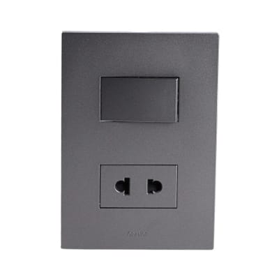 PLACA ARMADA INTERRUPTOR + TOMACORRIENTE MATTE TERRA ORANGE