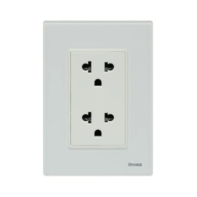 PLACA ARMADA TOMACORRIENTE DOBLE UNIVERSAL VITRO LT BLANCO ORANGE