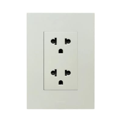 PLACA ARMADA TOMACORRIENTE DOBLE UNIVERSAL MATTE LT BLANCO ORANGE