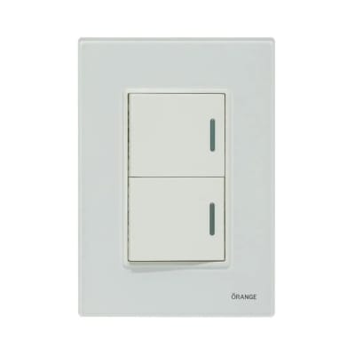 PLACA ARMADA CONMUTADOR DOBLE VITRO BLANCO ORANGE
