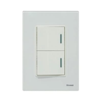 PLACA ARMADA INTERRUPTOR DOBLE VITRO BLANCO ORANGE