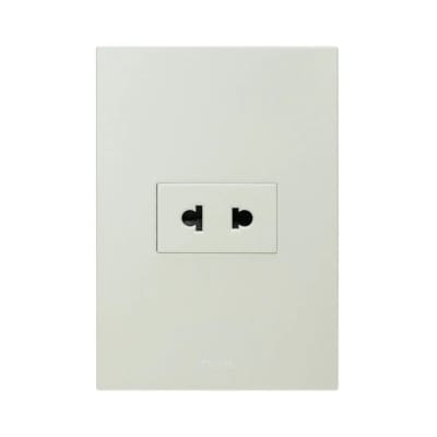 PLACA ARMADA TOMACORRIENTE SIMPLE UNIVERSAL MATTE BLANCO ORANGE