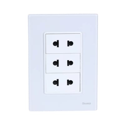 PLACA ARMADA TOMACORRIENTE TRIPLE UNIVERSAL VITRO BLANCO ORANGE