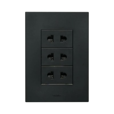 PLACA ARMADA TOMACORRIENTE TRIPLE UNIVERSAL MATTE NEGRO ORANGE