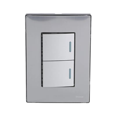 PLACA ARMADA CONMUTADOR DOBLE ACERO INOXIDABLE ORANGE