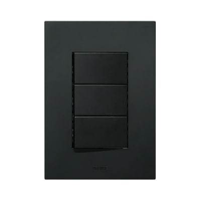 PLACA ARMADA INTERRUPTOR TRIPLE MATTE NEGRO ORANGE