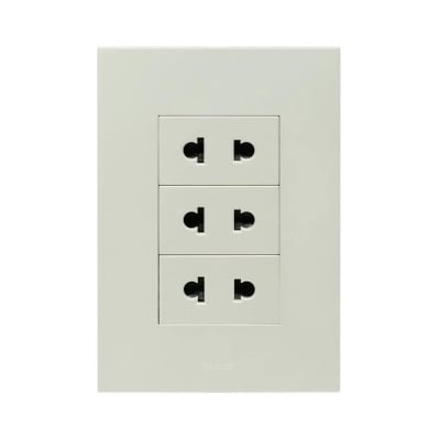 PLACA ARMADA TOMACORRIENTE TRIPLE UNIVERSAL MATTE BLANCO ORANGE