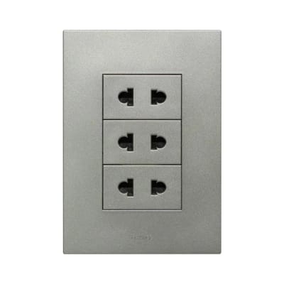 PLACA ARMADA TOMACORRIENTE TRIPLE UNIVERSAL MATTE TERRA ORANGE