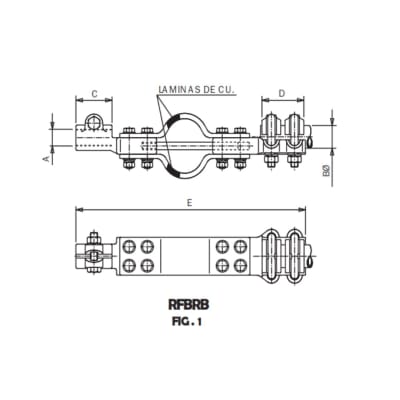 CONECTOR RECTO DE DITALACION CON GUIA PARA UNION BORNA CU ROSCADA A TUBO RFBRB-M1650 ARAGCU AS