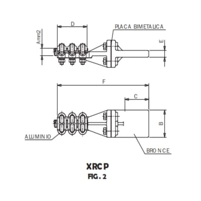CONECTOR RECTO BIMETALICO UNION CABLE AL A PLETINA CU XRCP-14544 ARAGCU AS