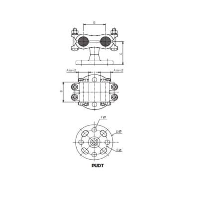 SOPORTE PARA CABLE DUPLEX CU MONTADO SOBRE AISLADOR Ø:300-400/55MM PUDT-40076 ARAGCU AS