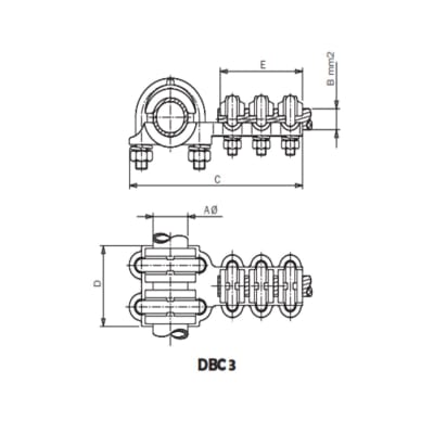 DERIVACION EN T PARA TUBO CU PASANTE Y DERIVADO CABLE CU Ø:20/95-150MM DBC3-20150 ARAGCU AS