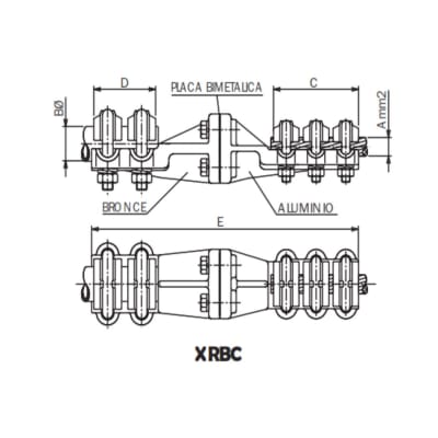 CONECTOR RECTO BIMETALICO UNION TUBO/BORNA CU A CABLE AL XRBC-30545 ARAGCU AS
