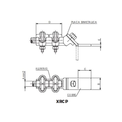 CONECTOR RECTO BIMETALICO UNION CABLE AL A PALA CU Ø:35-110/40MM XRCP-11022 ARAGCU AS