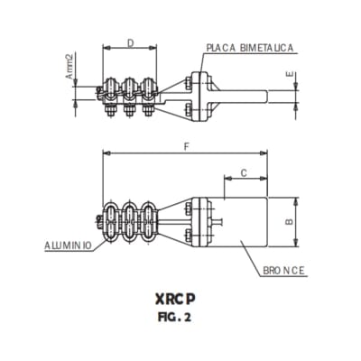 CONECTOR RECTO BIMETALICO UNION CABLE AL A PLETINA CU XRCP-18044 ARAGCU AS