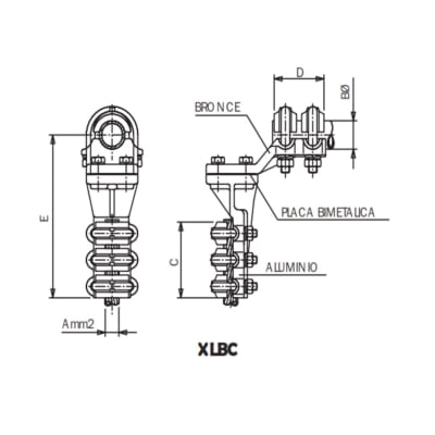 CONECTOR A 90° BIMETALICO UNION CABLE ALTUBO/BORNA CU XLBC-50380 ARAGCU AS