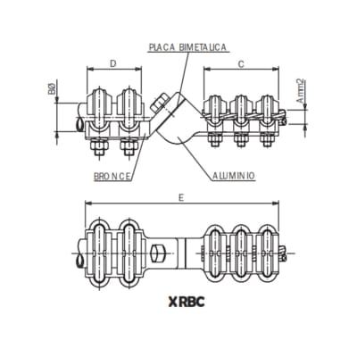 CONECTOR RECTO BIMETALICO UNION TUBO/BORNA CU A CABLE AL XRBC-16145 ARAGCU AS