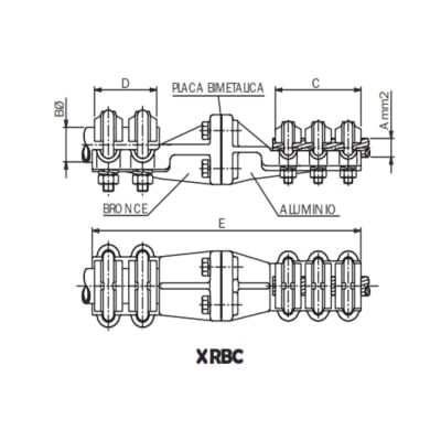 CONECTOR RECTO BIMETALICO UNION TUBO/BORNA CU A CABLE AL XRBC-50280 ARAGCU AS