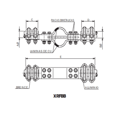 CONECTOR RECTO DITALACION BIMETALICO GUIADO UNION TUBO/BORNA CU A TUBO AL XRFBB-4030AL ARAGCU AS