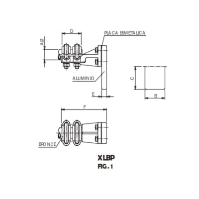 CONECTOR A 90° BIMETALICO UNION TUBO CU A PLETINA AL Ø:50/80MM XLBP-5055AL ARAGCU AS